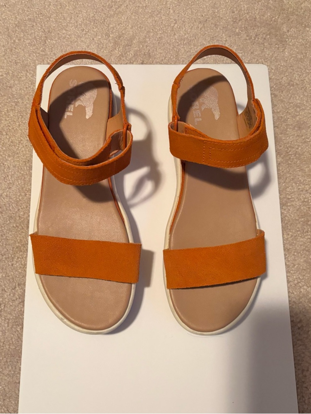Sorel Orange Suede Strap Sandals